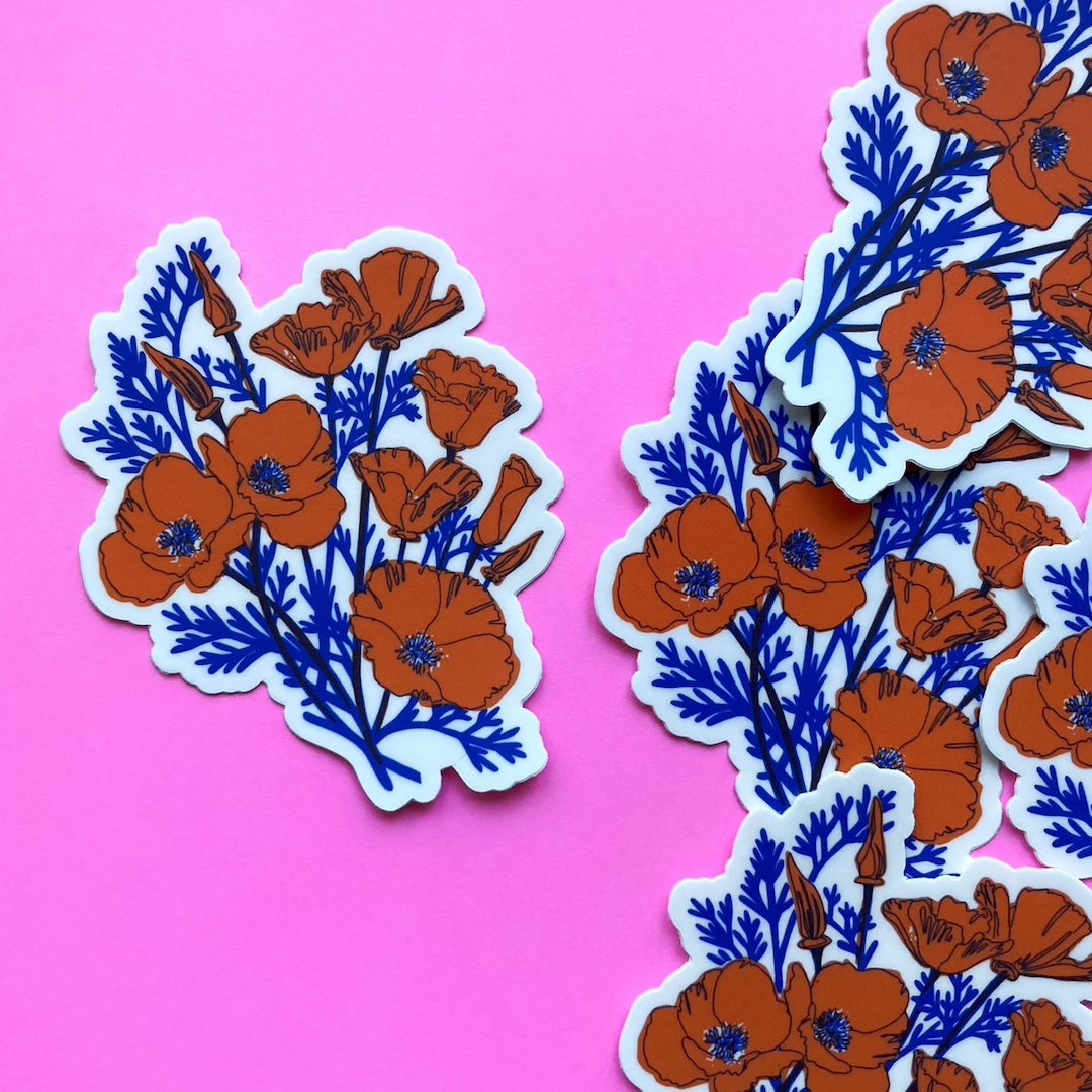 California Poppy Sticker Pier Six Press