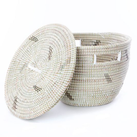 Black, Brown & Silver Basket with Lid