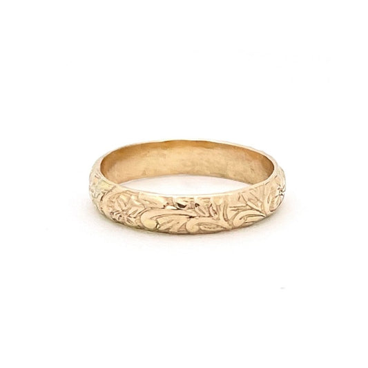 Gold Floral Band Stacking Ring Barberry & Lace