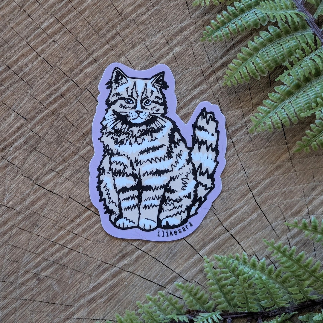 Sitting Fluffy Tan Cat Sticker ilikesara
