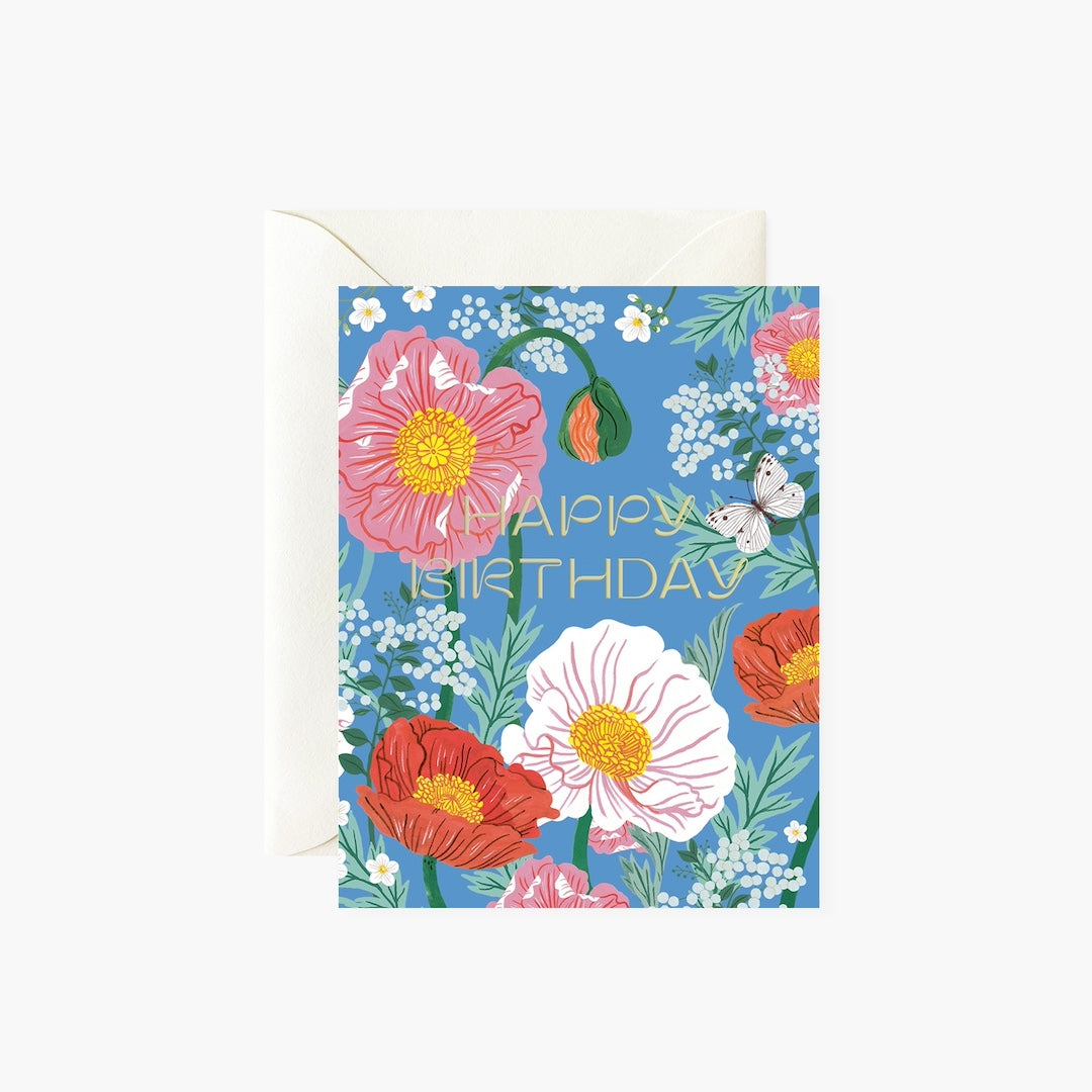 Blue Poppies Birthday Botanica Paper Co