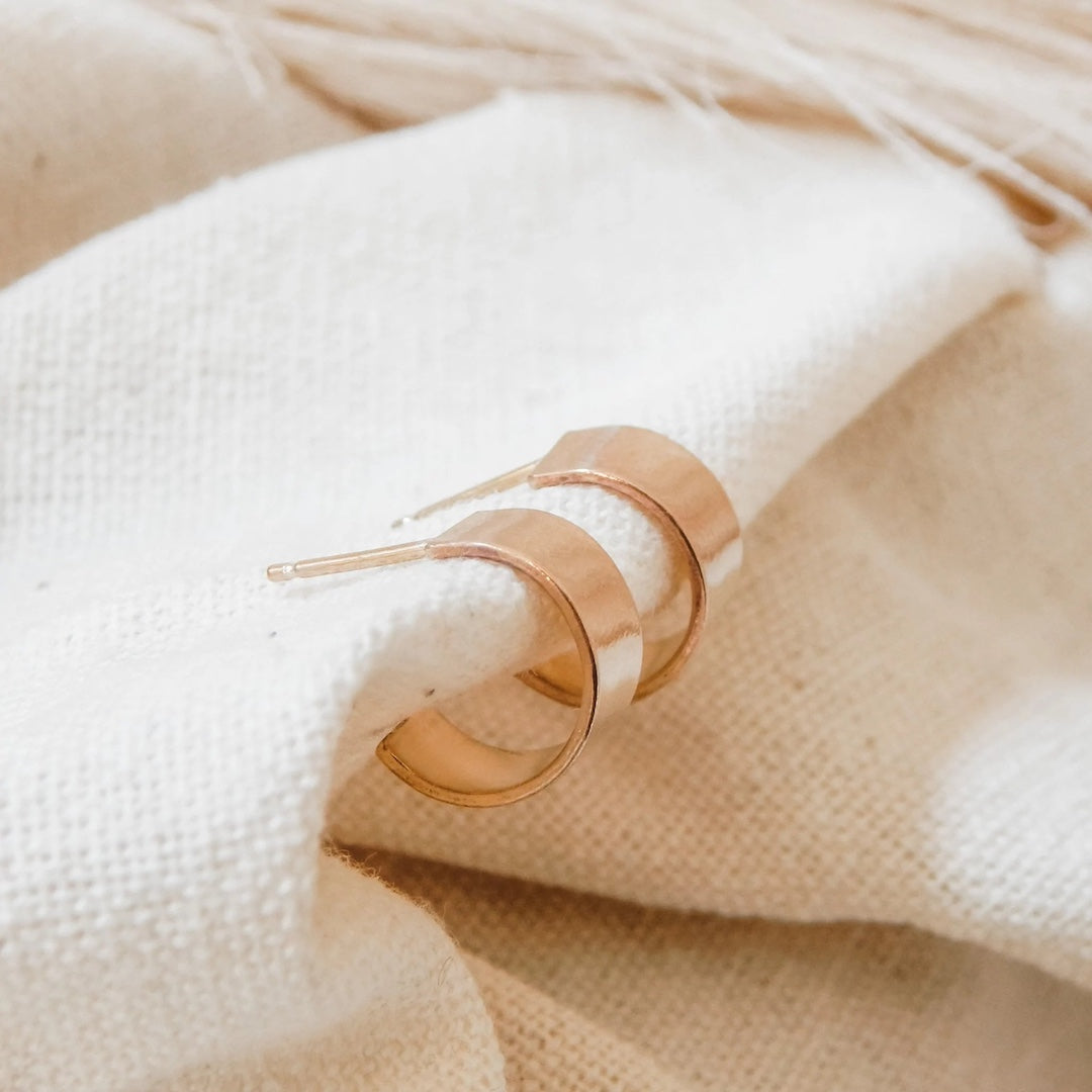 Thick Huggie Hoop Stud Earrings Barberry & Lace