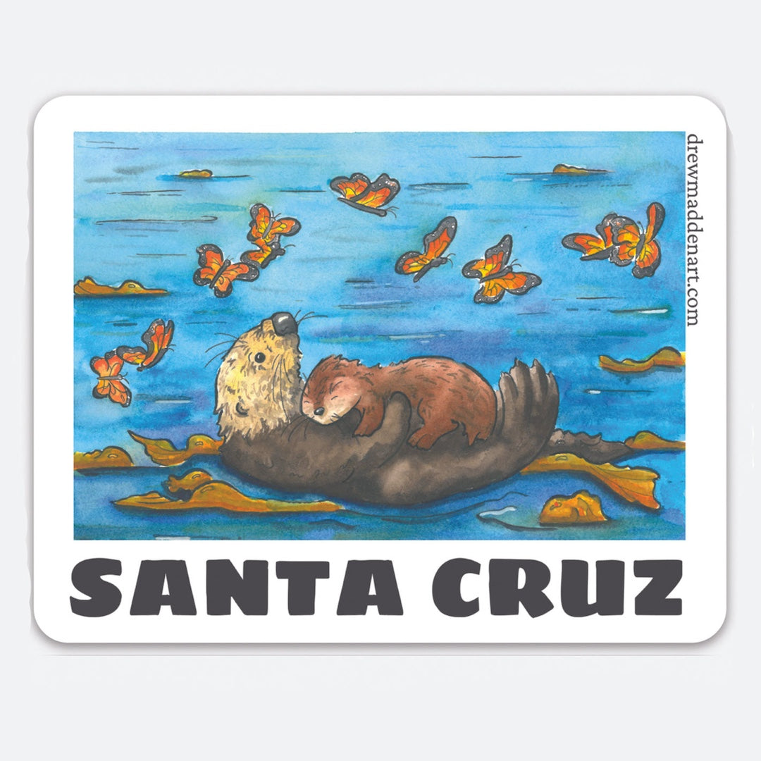 Santa Cruz Otter & Butterflies Sticker Drew Madden