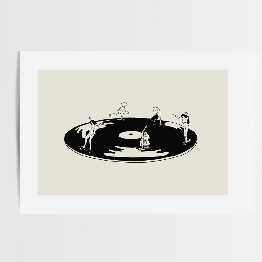 Skate Session on Vinyl Record Print