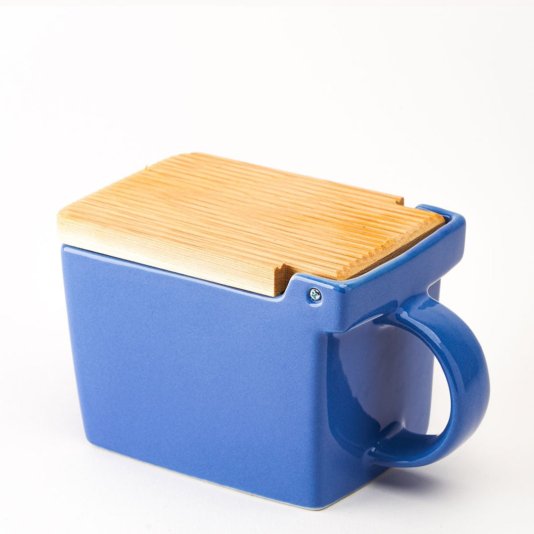Ceramic Salt Box With Wooden Lid Zero Japan