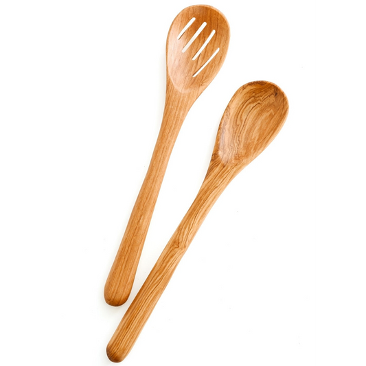 Olive Wood Slatted Salad Servers
