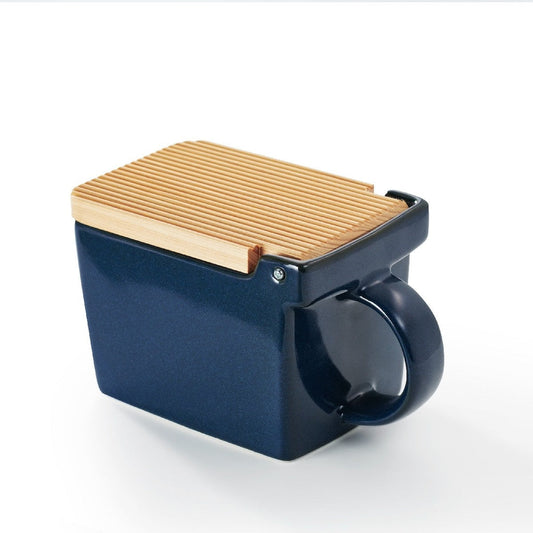 Ceramic Salt Box With Wooden Lid Zero Japan