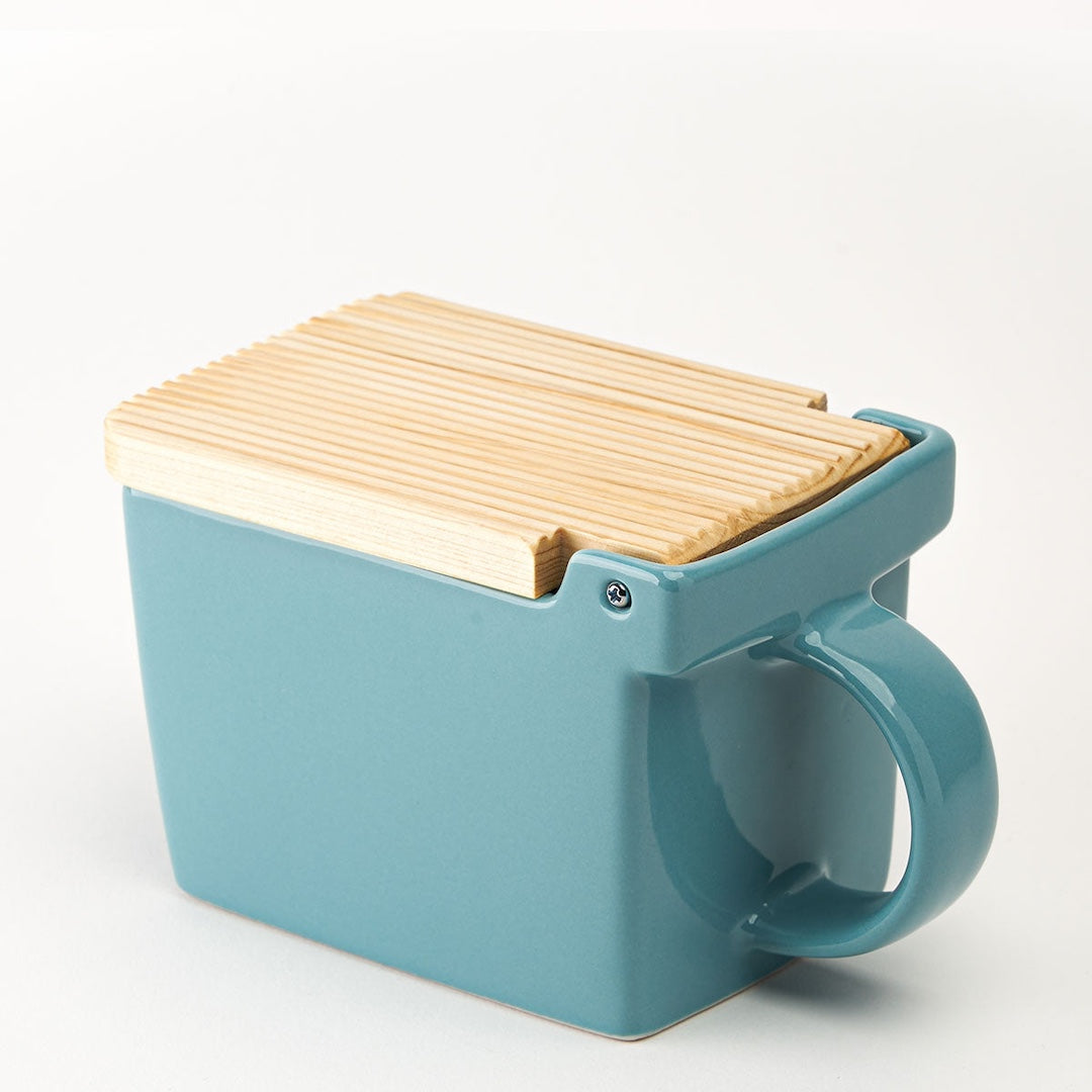 Ceramic Salt Box With Wooden Lid Zero Japan