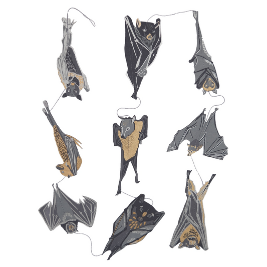 garland with bat-shaped cut outs on a white background