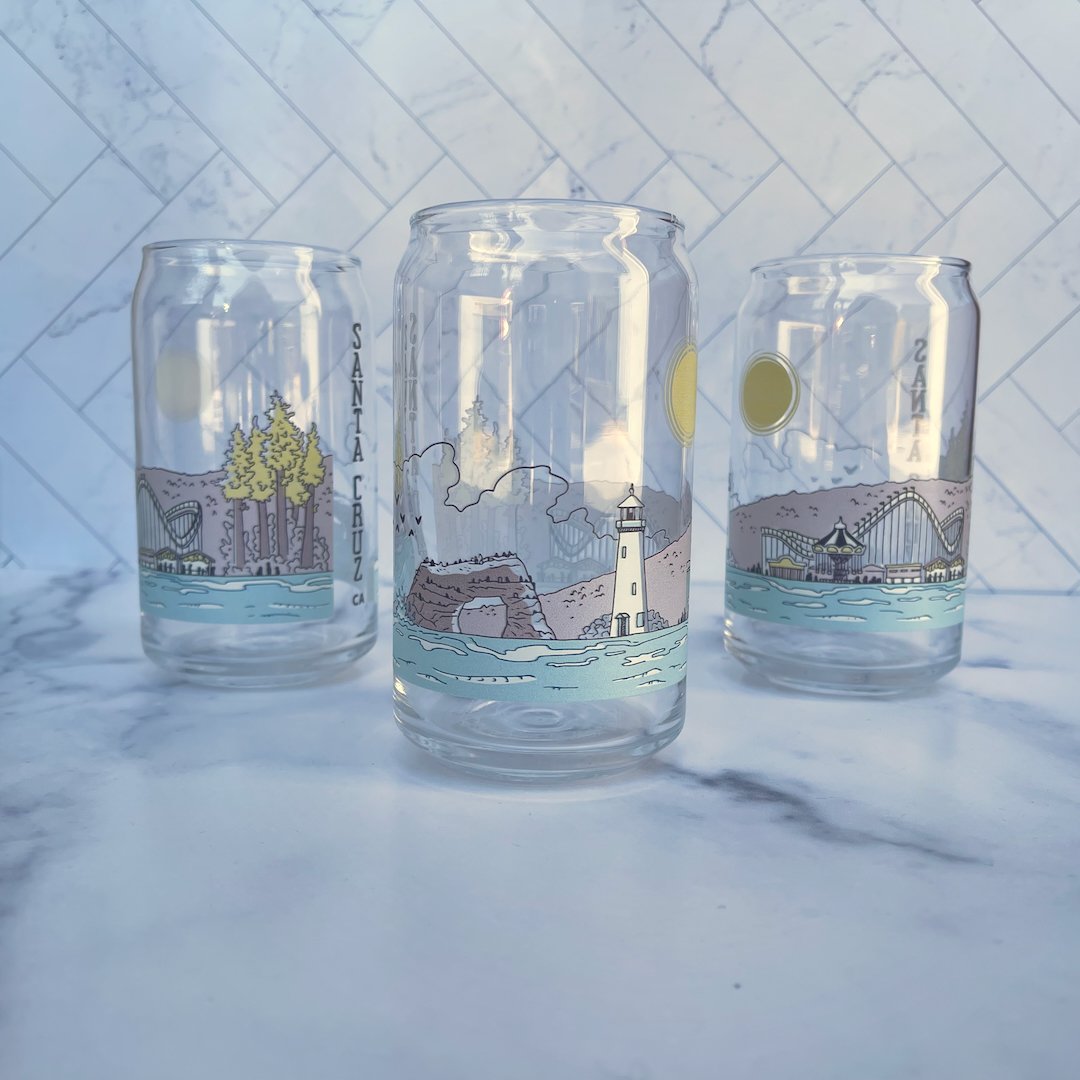 Imperfect Santa Cruz Landmarks Beer Glass Mountain Sea Living