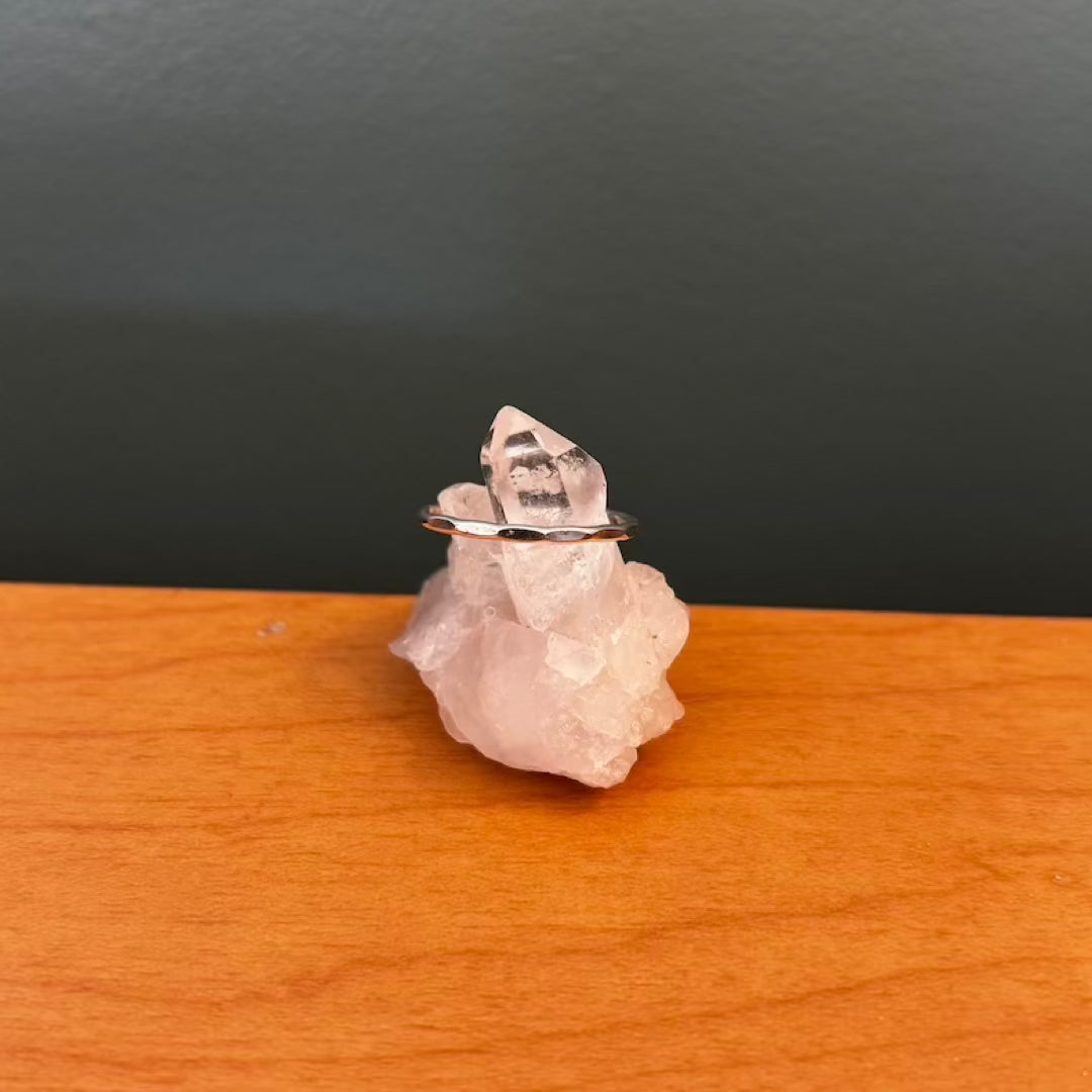 Silver Thin Hammered Band Ring Barberry & Lace