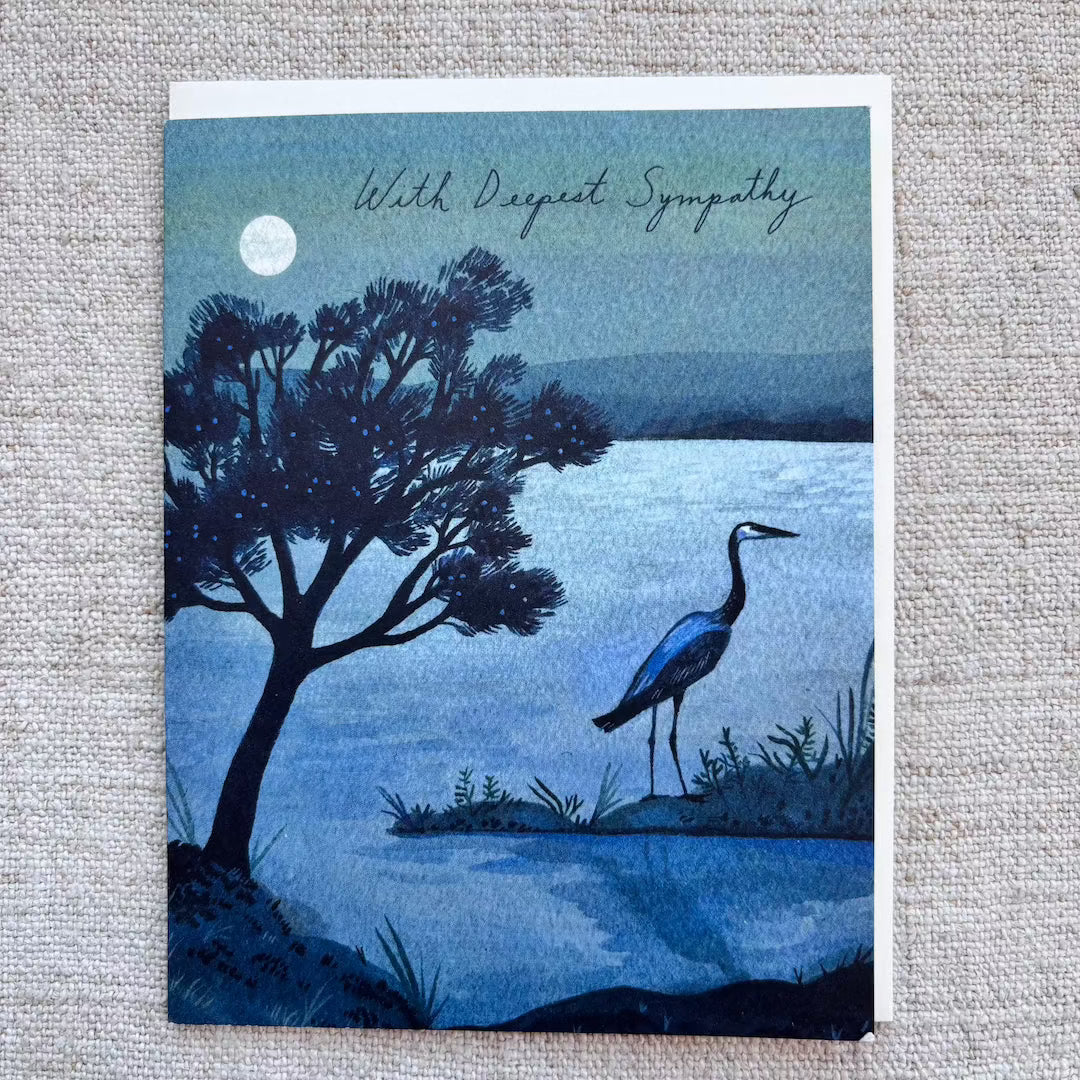 Blue Heron Sympathy Red Cap Cards