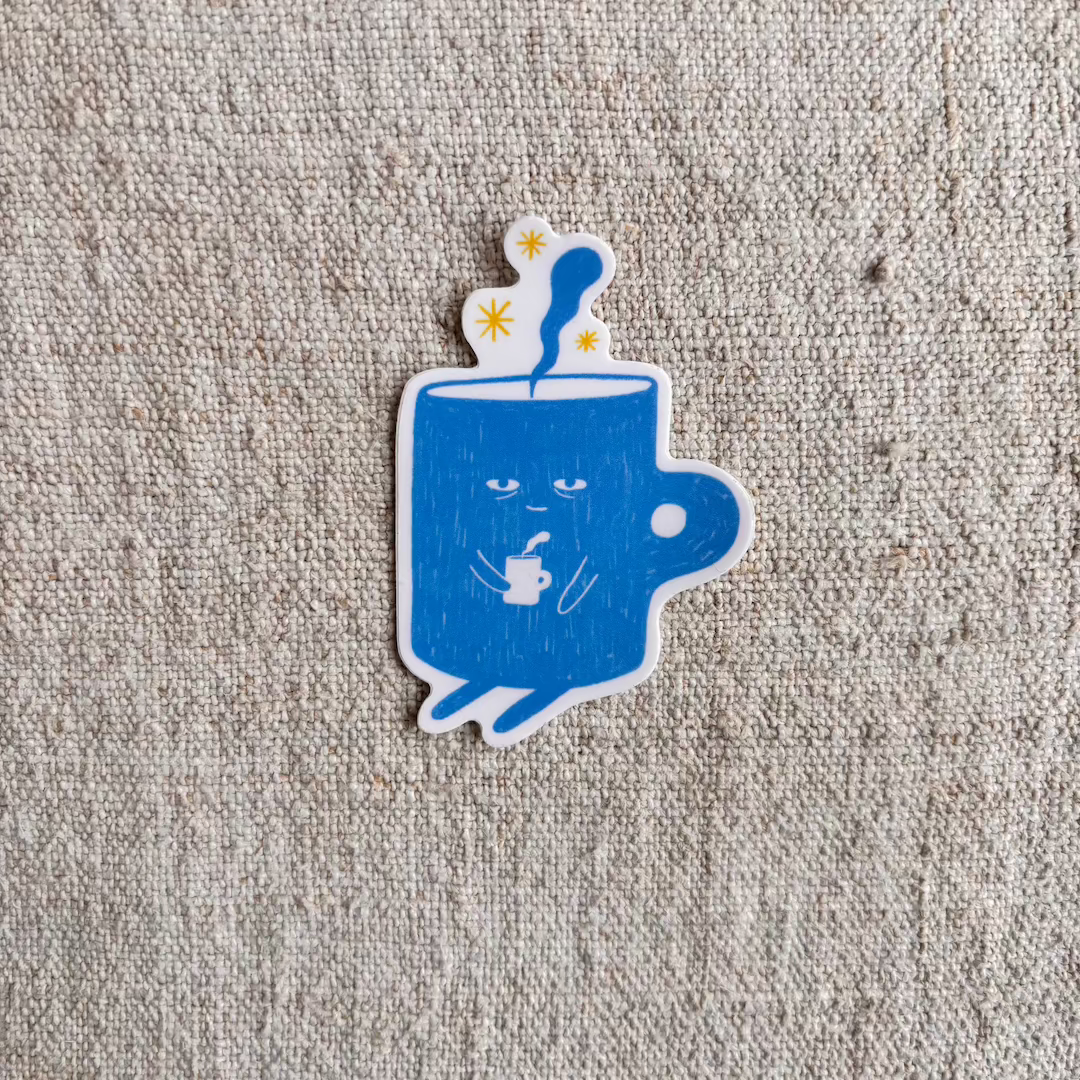 Sleepy Coffee Sticker Allison Mckeen Art