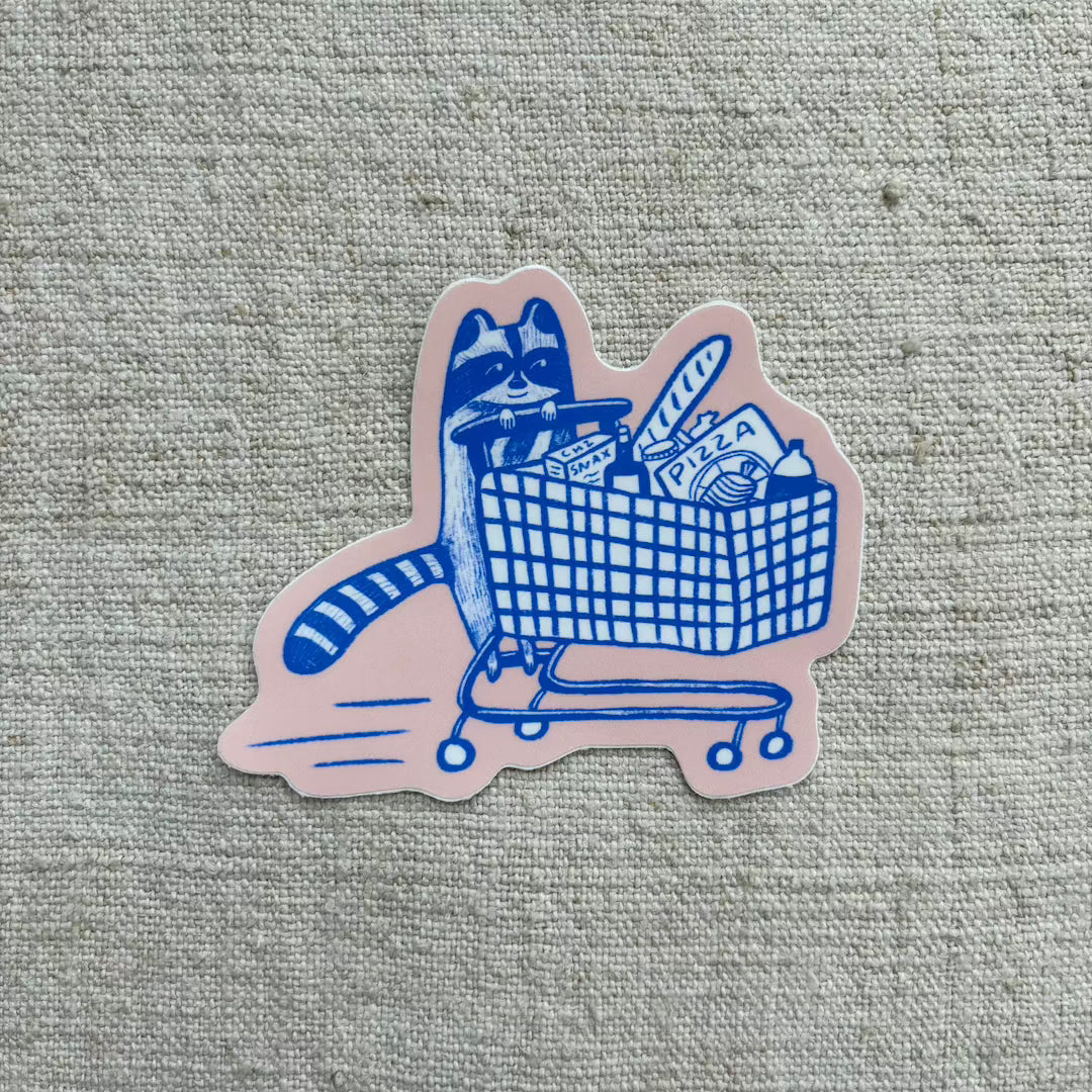 Shopping Snaccoon Sticker Allison Mckeen Art