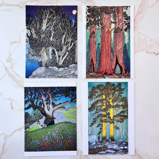 Set of 12 Trees of California Notecards Ingram