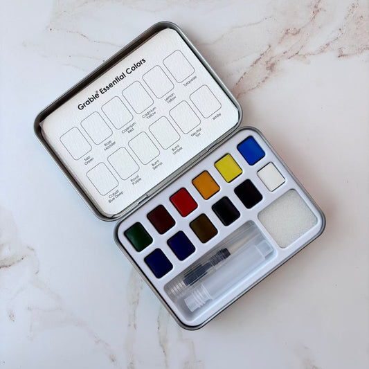 Watercolor Pocket Set Of 12 With Brush Grabie