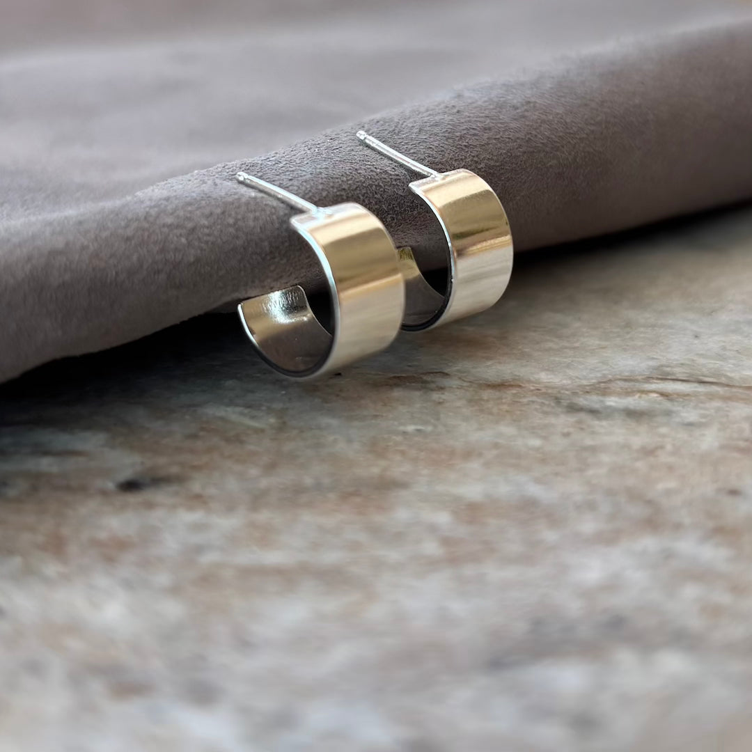 Thick Huggie Hoop Stud Earrings