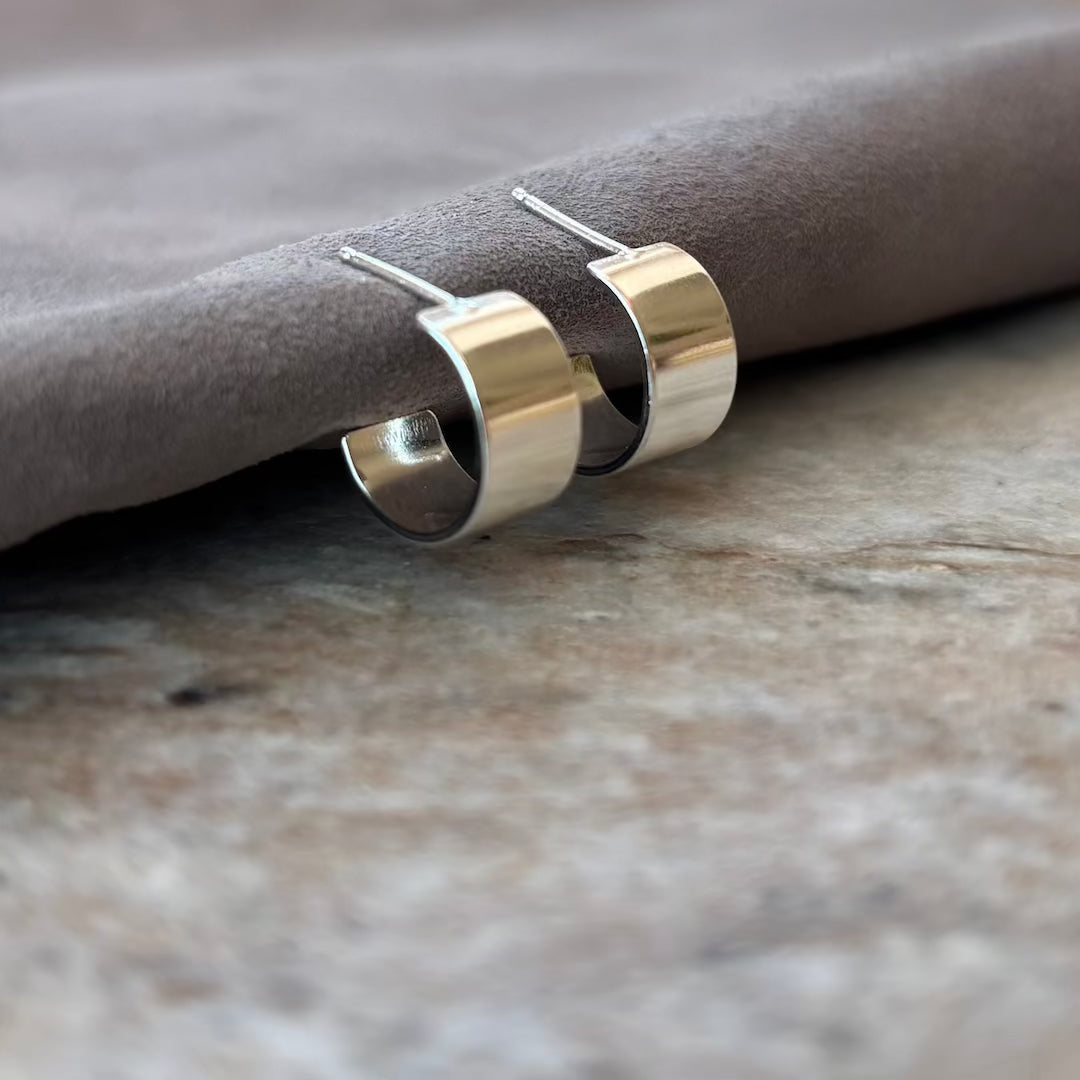 Thick Huggie Hoop Stud Earrings Barberry & Lace