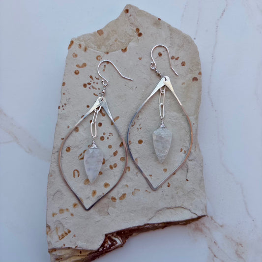 Moonstone Petal Drop Earrings