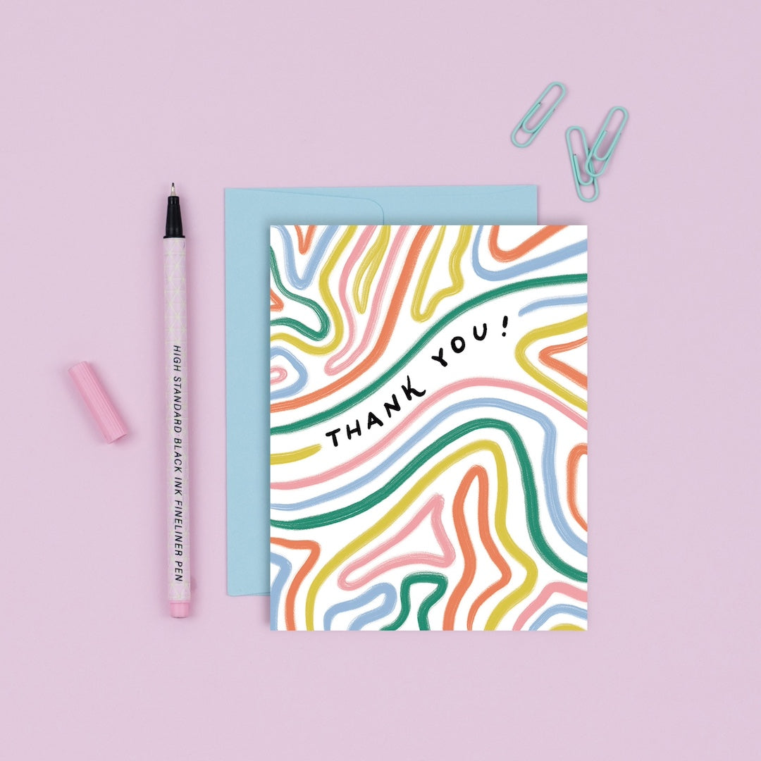 Bendy Lines Thank You Slightly Stationery
