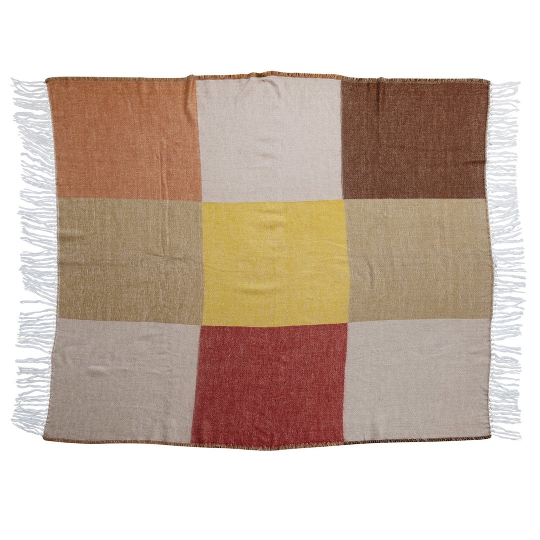 Printed Throw w/ Block Pattern