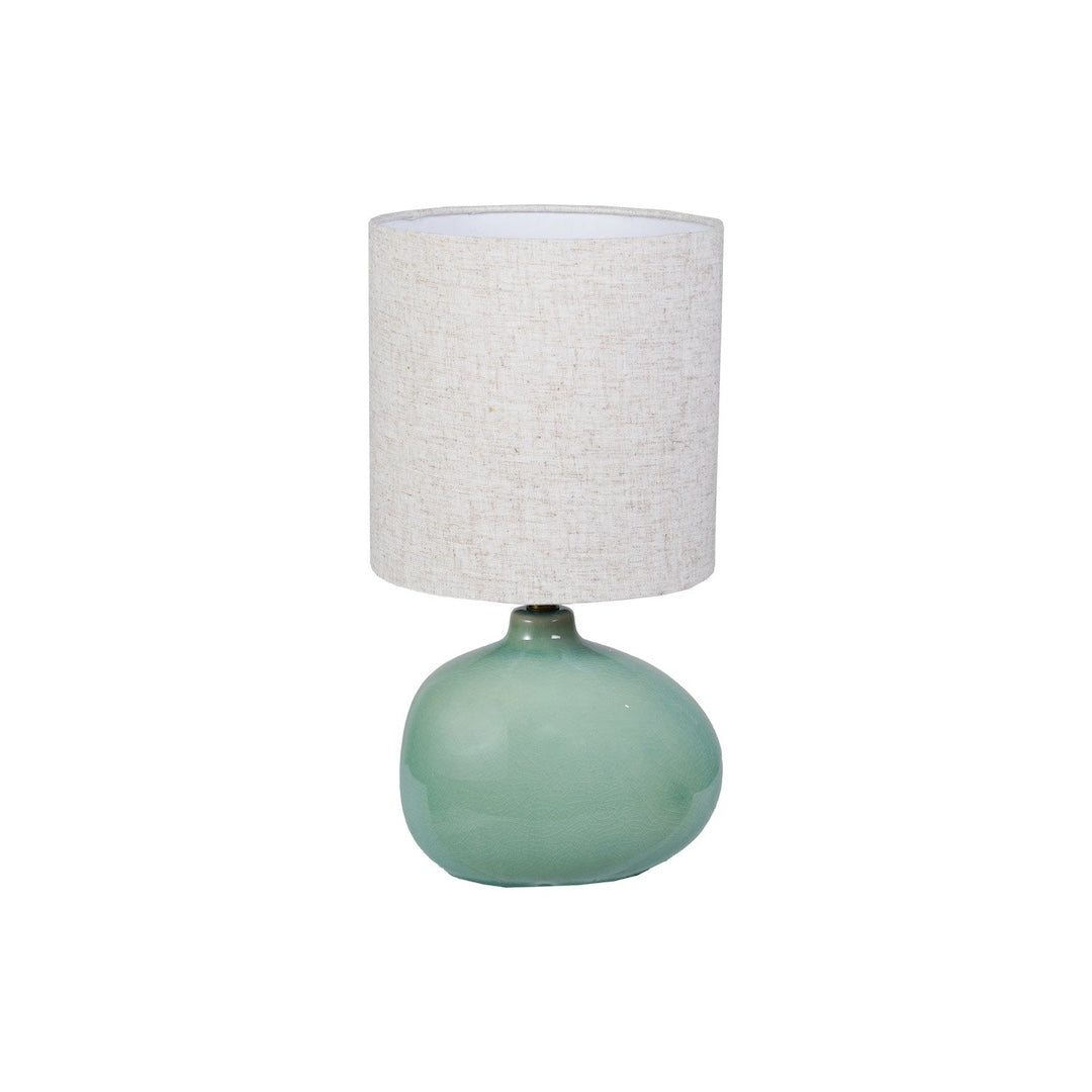 Crackle Glaze Stoneware Table Lamp w/ Linen Shade Bloomingville