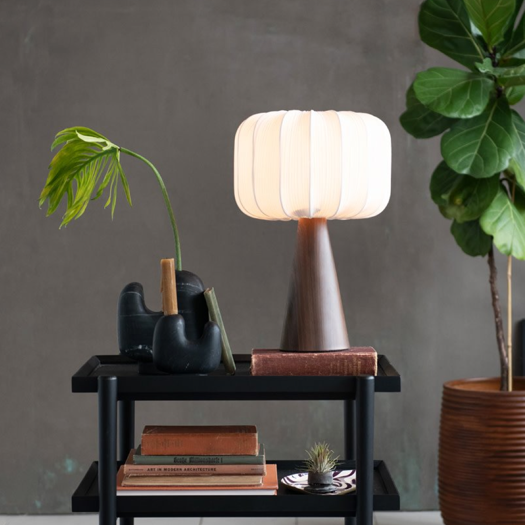 Metal Table Lamp w/ Pleated Fabric Shade Bloomingville