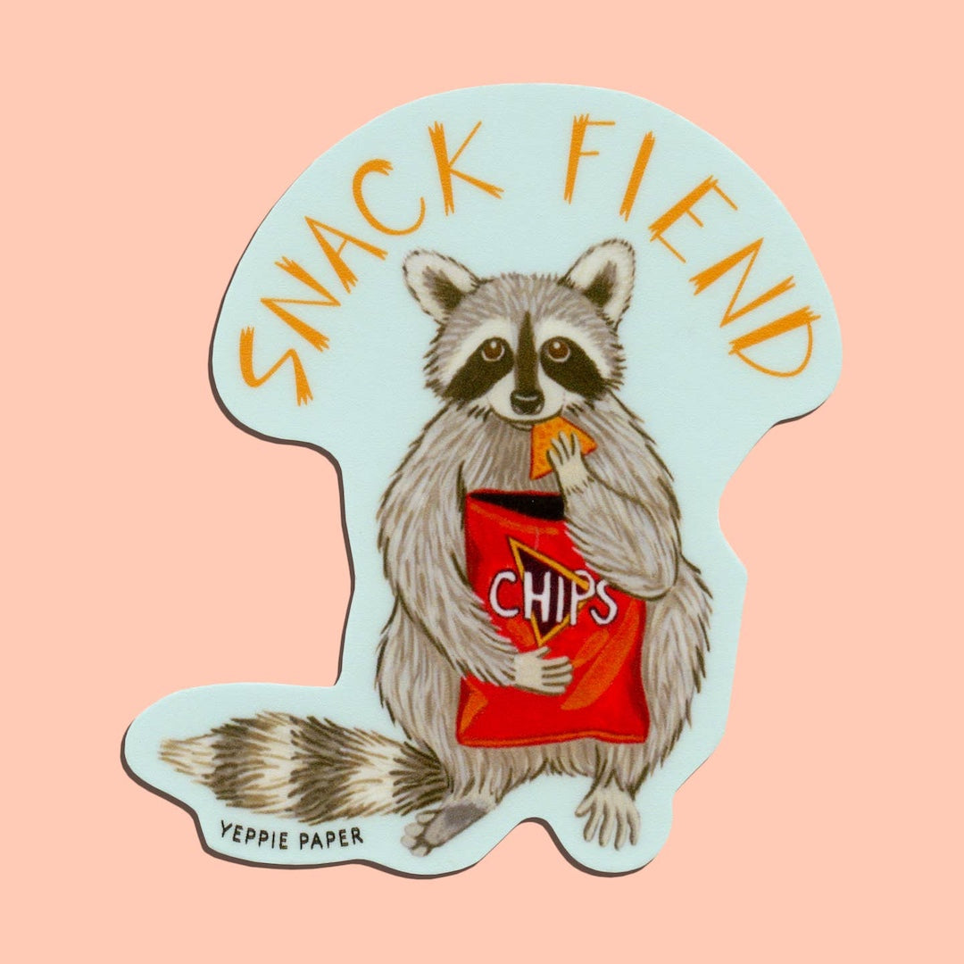 Snack Fiend Raccoon Sticker