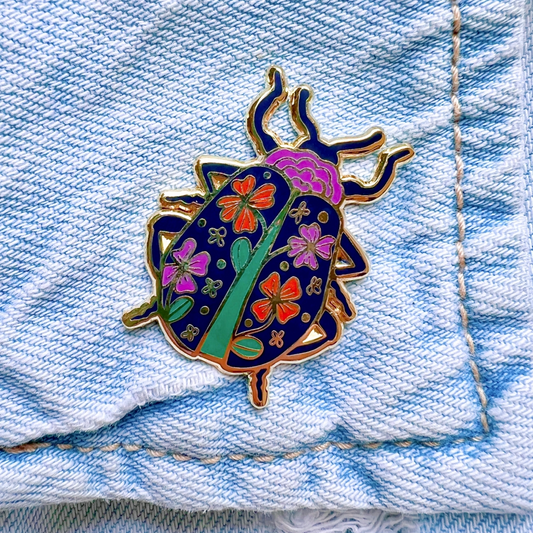 Floral Beetle Enamel Pin