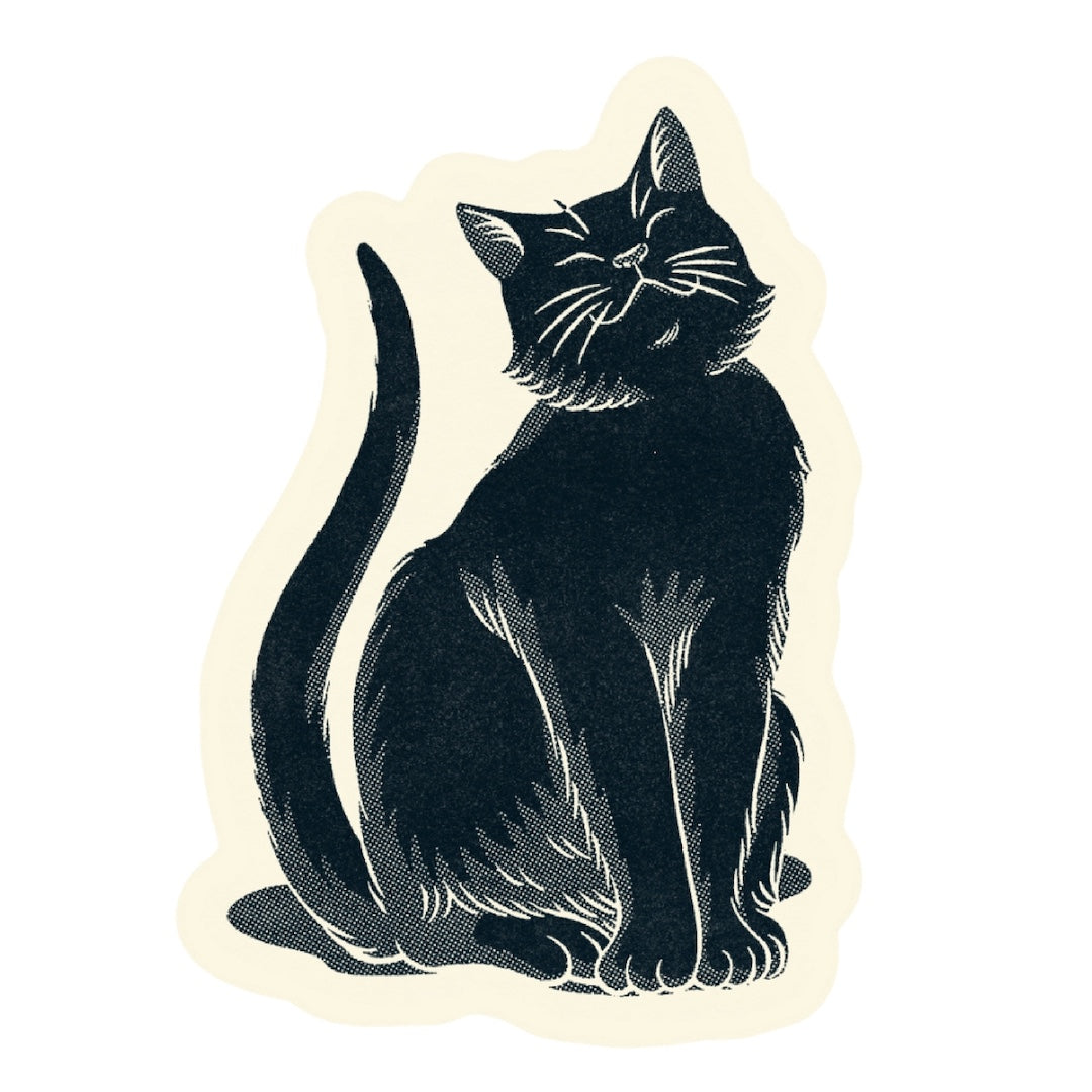 Black cat illustration on a white background