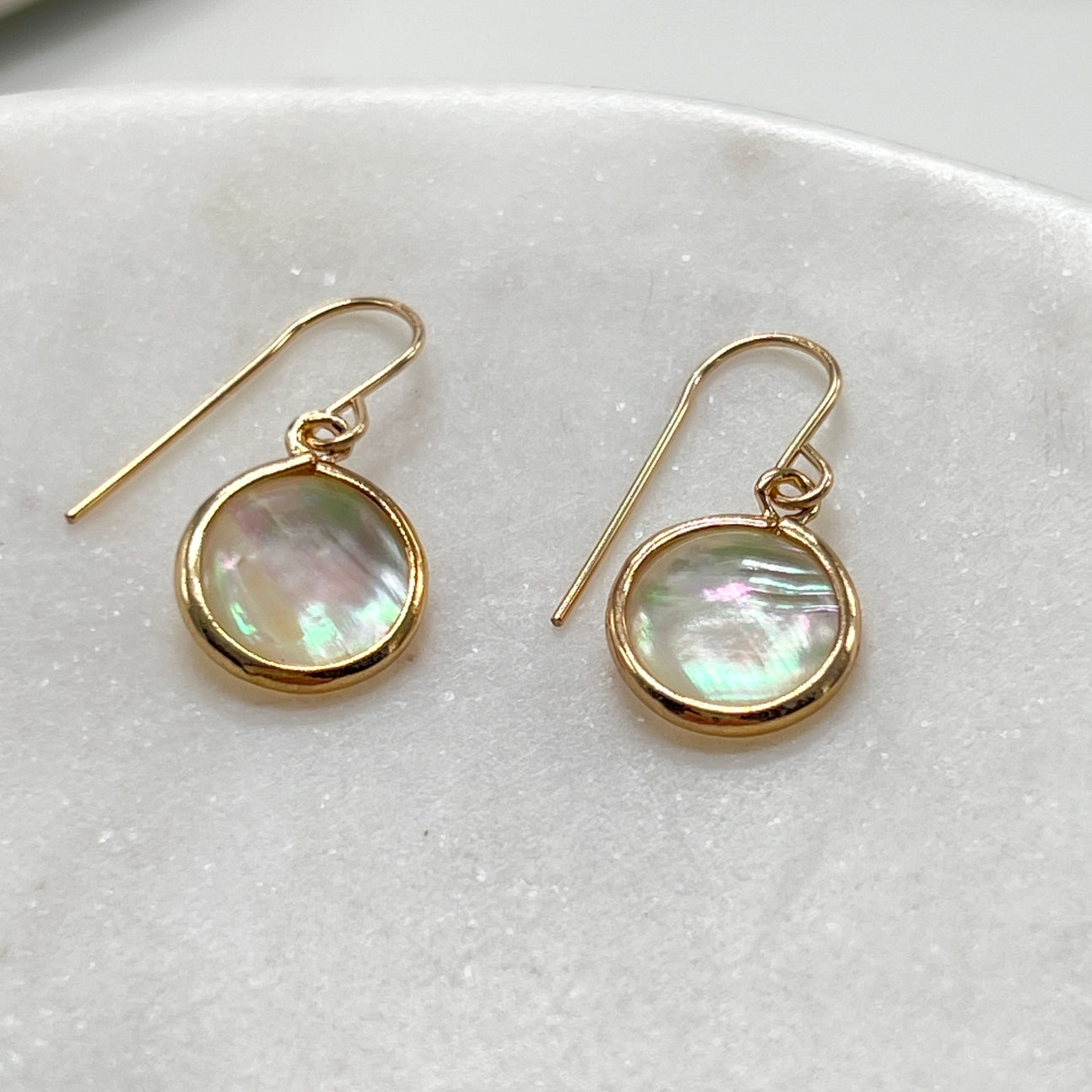 Small Round Mother of Pearl Earrings Sela+Sage