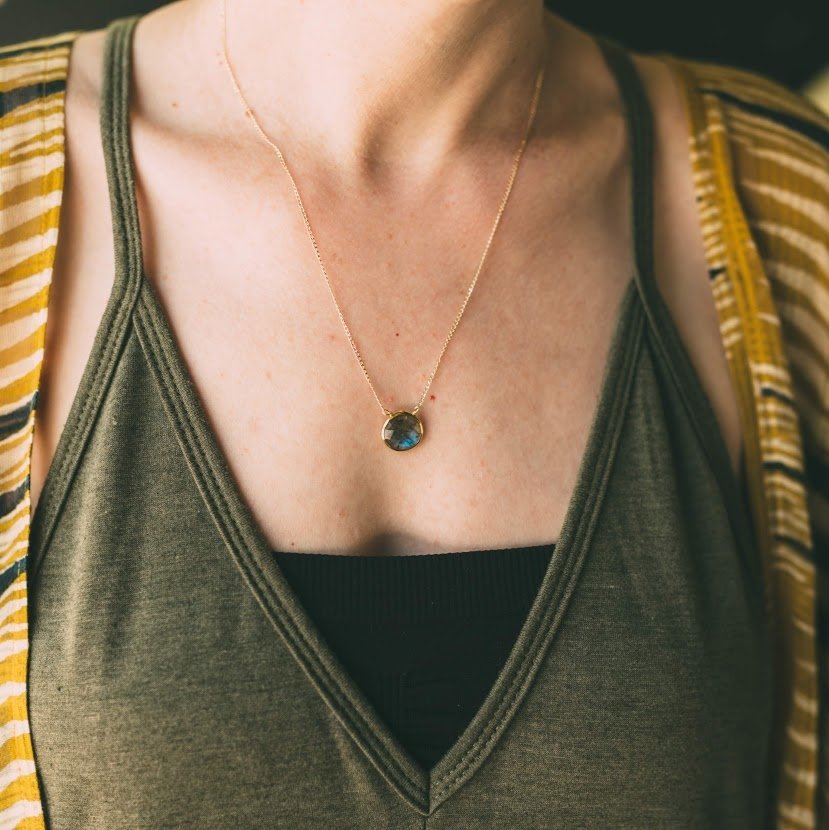 Labradorite Bezel Necklace Crafts & Love