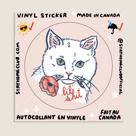 Lil Shit Cat Sticker Stay Home Club