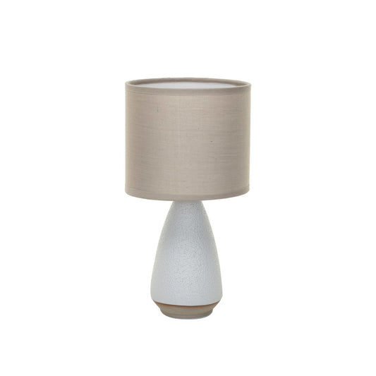 Coarse Stoneware Table Lamp w/ Linen Shade Creative Co-Op