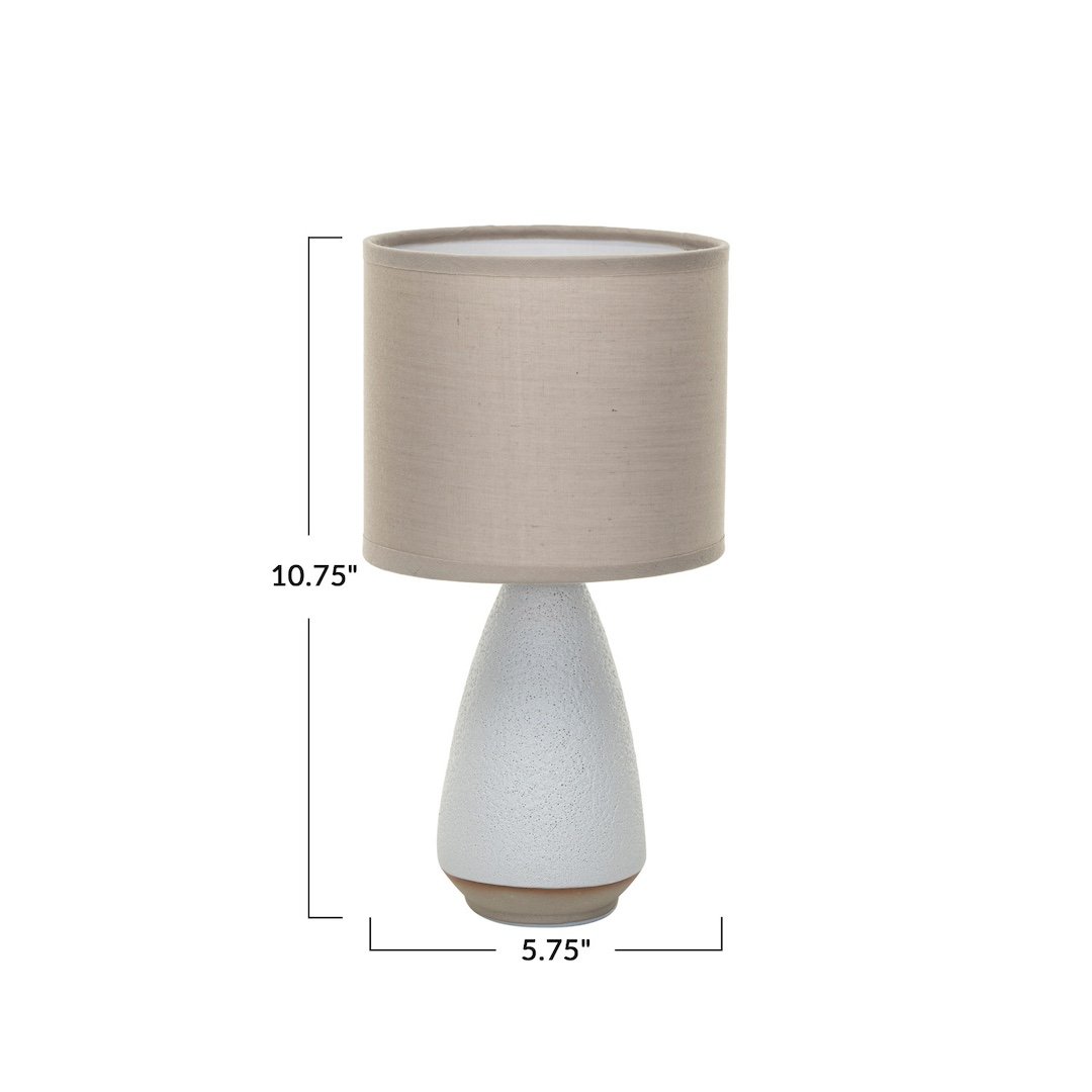 Coarse Stoneware Table Lamp w/ Linen Shade Creative Co-Op