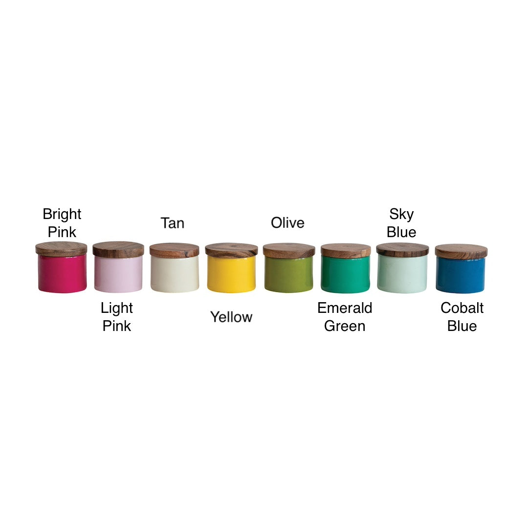 Metal Mini Pinch Pot with Acacia Wood Lid Creative Co-Op