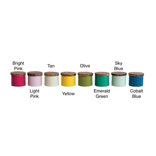 Metal Mini Pinch Pot with Acacia Wood Lid Creative Co-Op