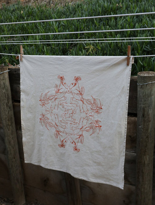 Foxes in the Grasslands Tea Towel Megan Gnekow