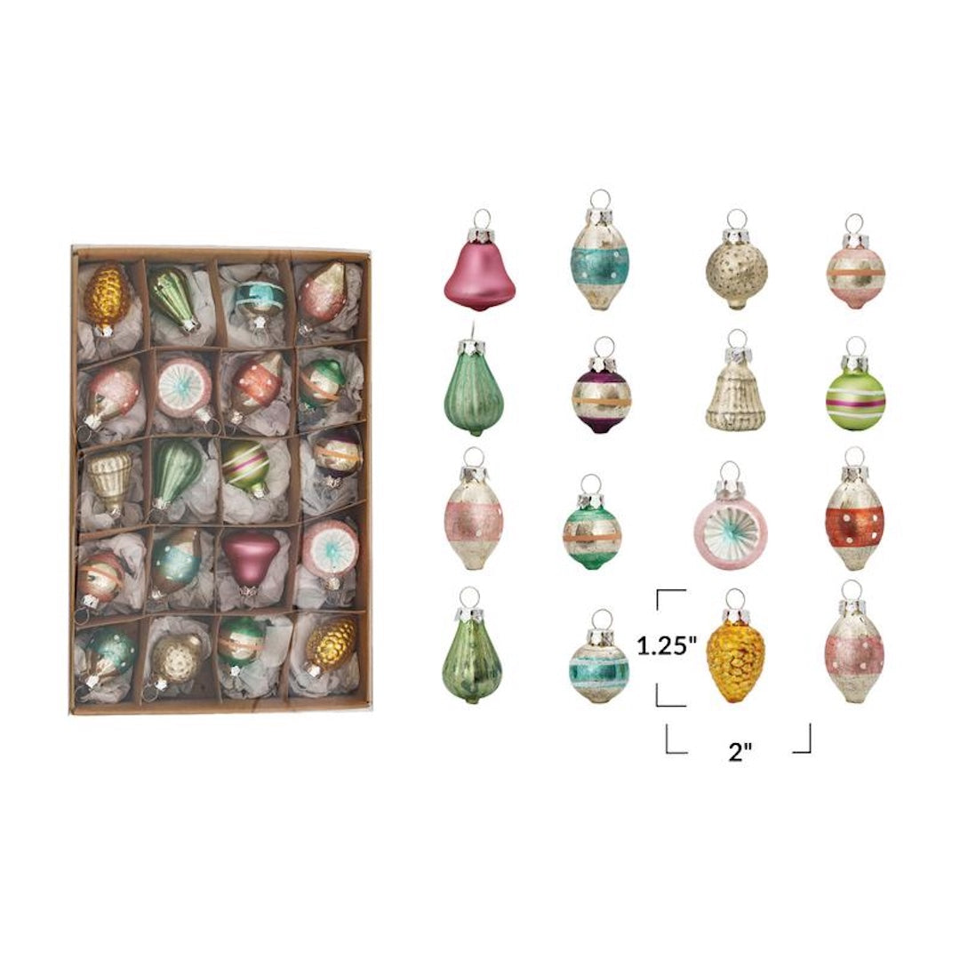 Hand-Painted Glass Ornaments, Boxed Set of 20