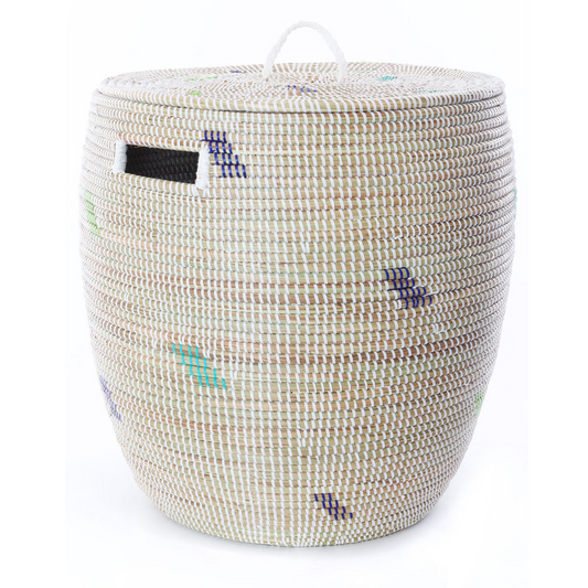 Blue & Green Basket with Lid Swahili Imports