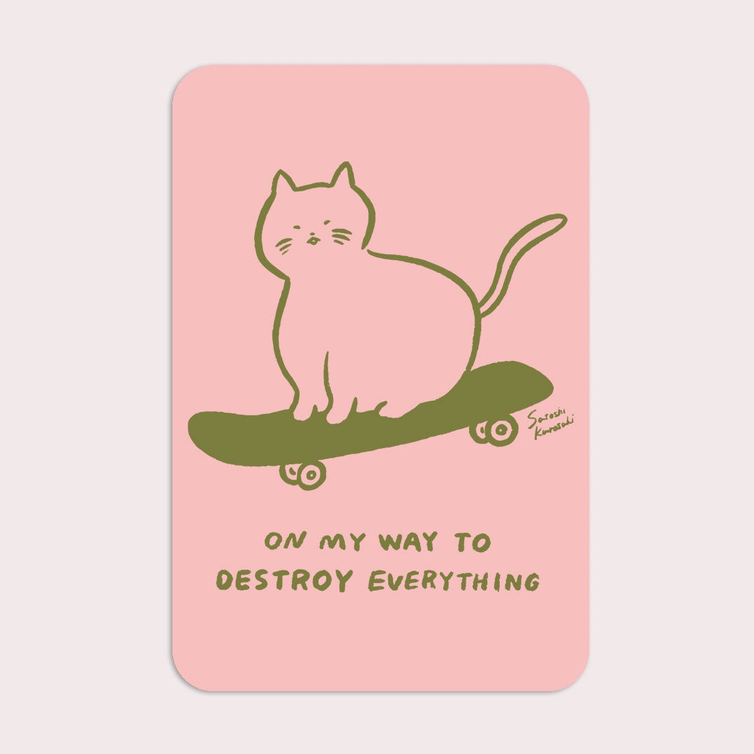 Sk8 Cat Sticker Stay Home Club