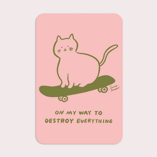 Sk8 Cat Sticker Stay Home Club