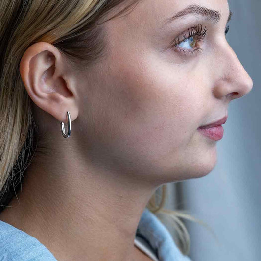 Sterling Silver Oval Huggies