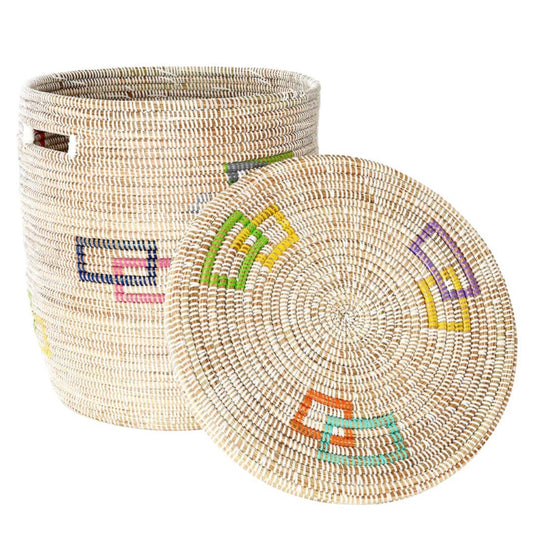 Colorful Flat Lidded Storage Basket