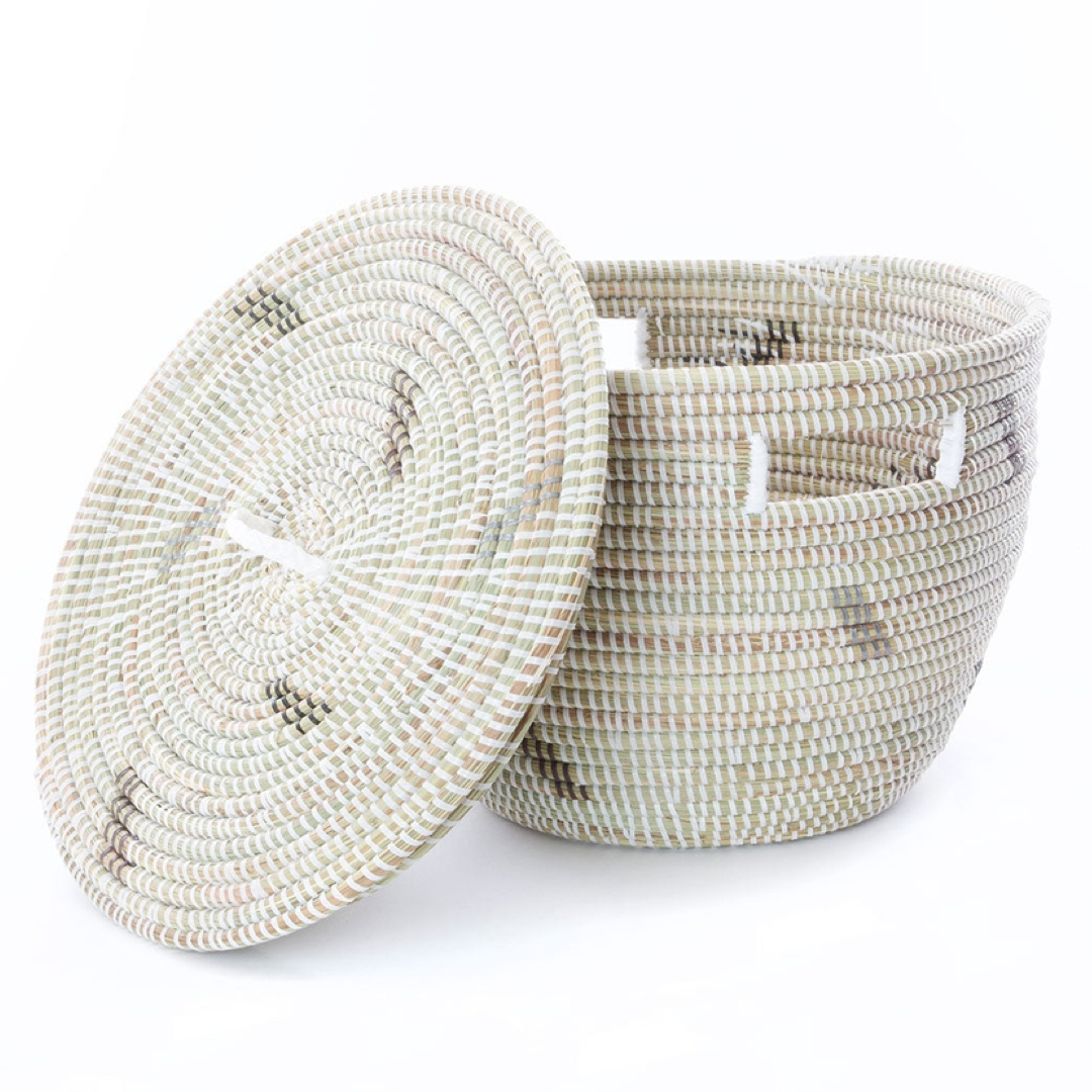 Black, Brown & Silver Basket with Lid