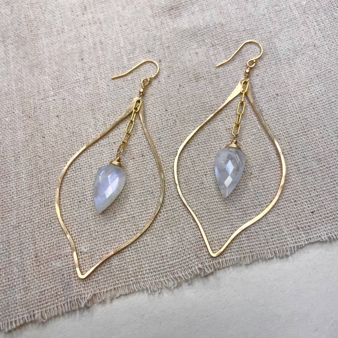 Moonstone Petal Drop Earrings