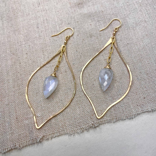 Moonstone Petal Drop Earrings