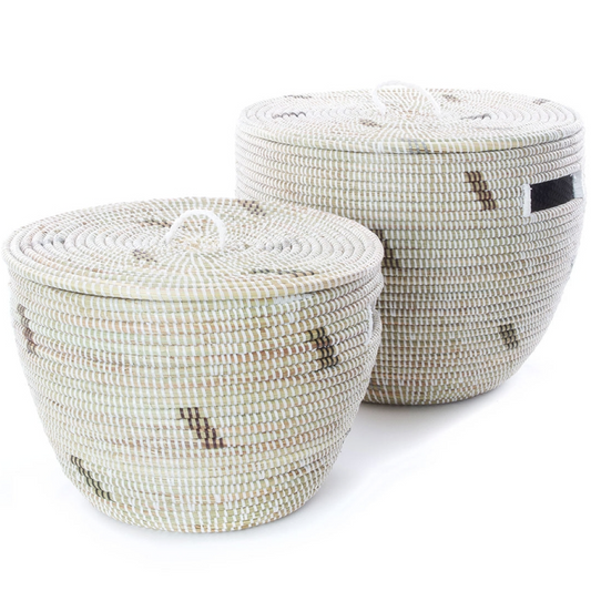 Black, Brown & Silver Basket with Lid