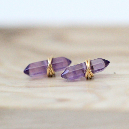 Crest Studs - Amethyst