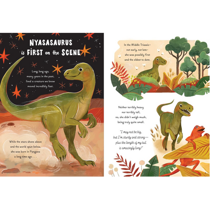 pages from a book with dinosaurs on it